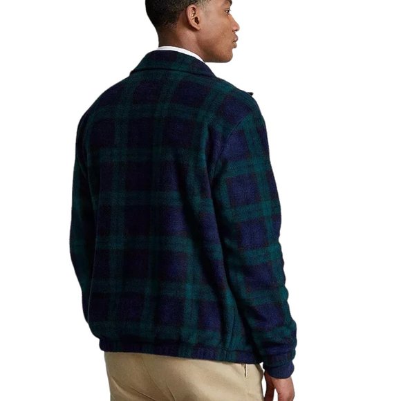 Polo Ralph Lauren Navy & Green Fleece Check Jacket, Large Size, NWT - Picture 5 of 12